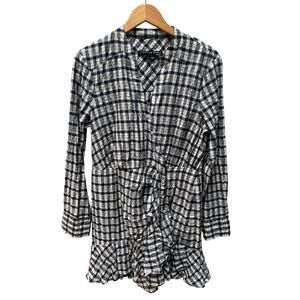 Veronica Beard Jeans Wrap Mini Dress Sherry Black White Gingham Large